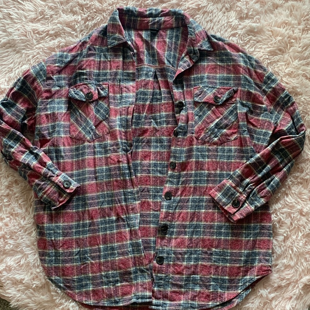 Flannel oversized jacket with pockets